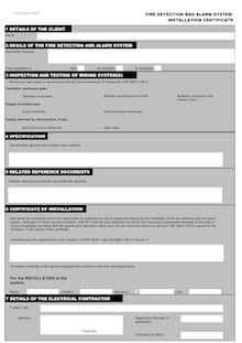 Alarm Installation Certificate Form