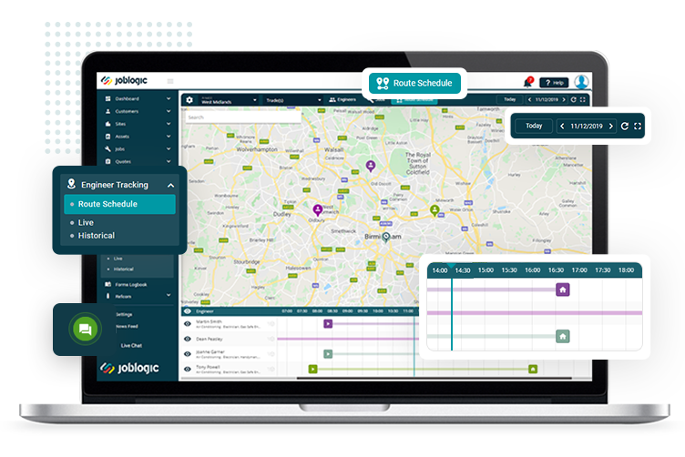 Route planning software for gas safety engineers