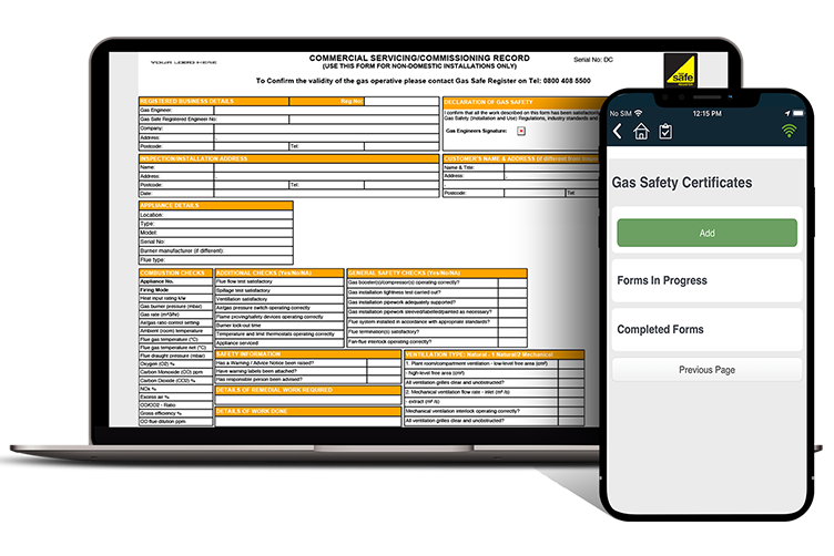 Gas safety certificate on desktop and smartphone
