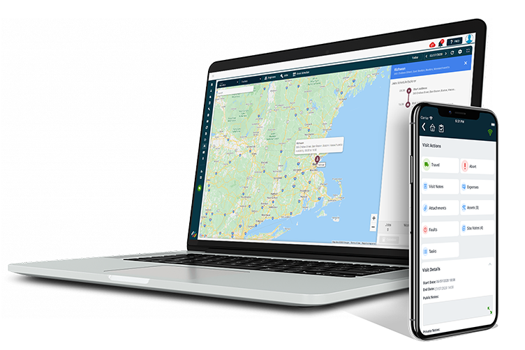 Live GPS tracking of your field service engineers