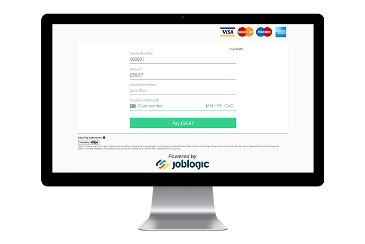 Receiving payments through Joblogic software