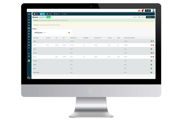Track Labour and Parts with Invoice Quotes Software – Section Image