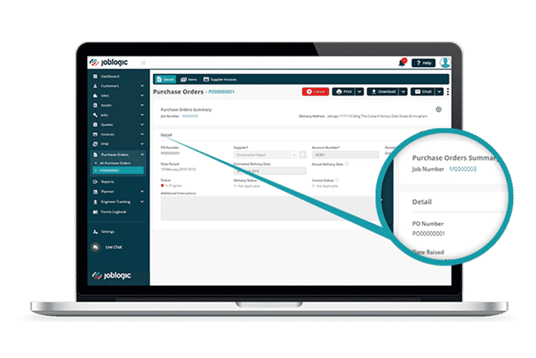 Raise and view purchase invoices within Joblogic