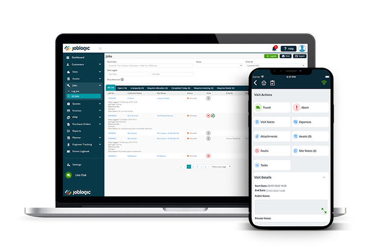 Desktop and mobile job management software for gas engineers