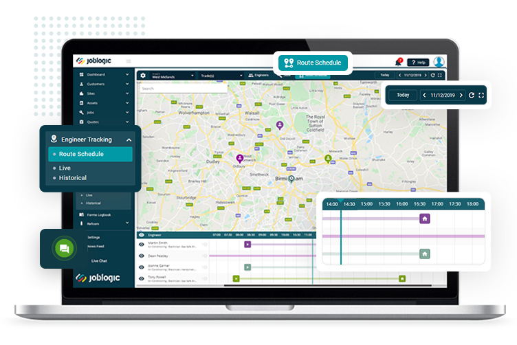 Route tracking software for locksmiths