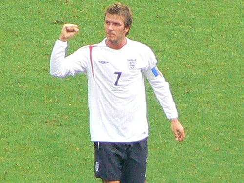 David Beckham playing football in 1990s