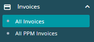 Screenshot of Invoices Menu