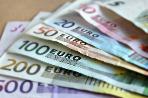 Euro notes lying on a table