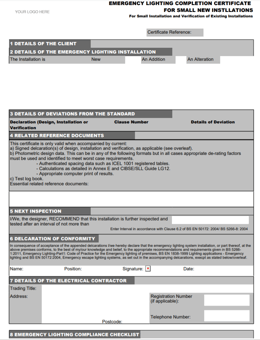 Electrical certificate software forms