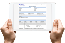Template of job sheet with customised branding