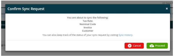 Screenshot of confirm sync request notification