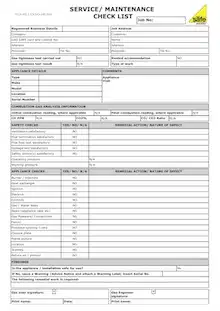 Gas Service Maintenance Checklist Form